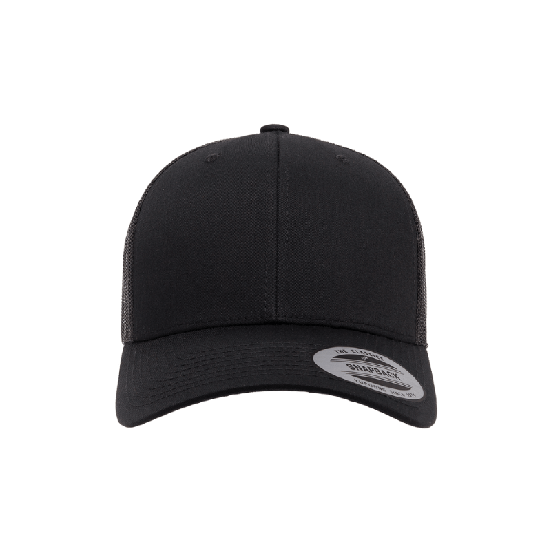 (OCTOBER) 6606-BLK Retro Trucker Black Cap Adjustable Fit