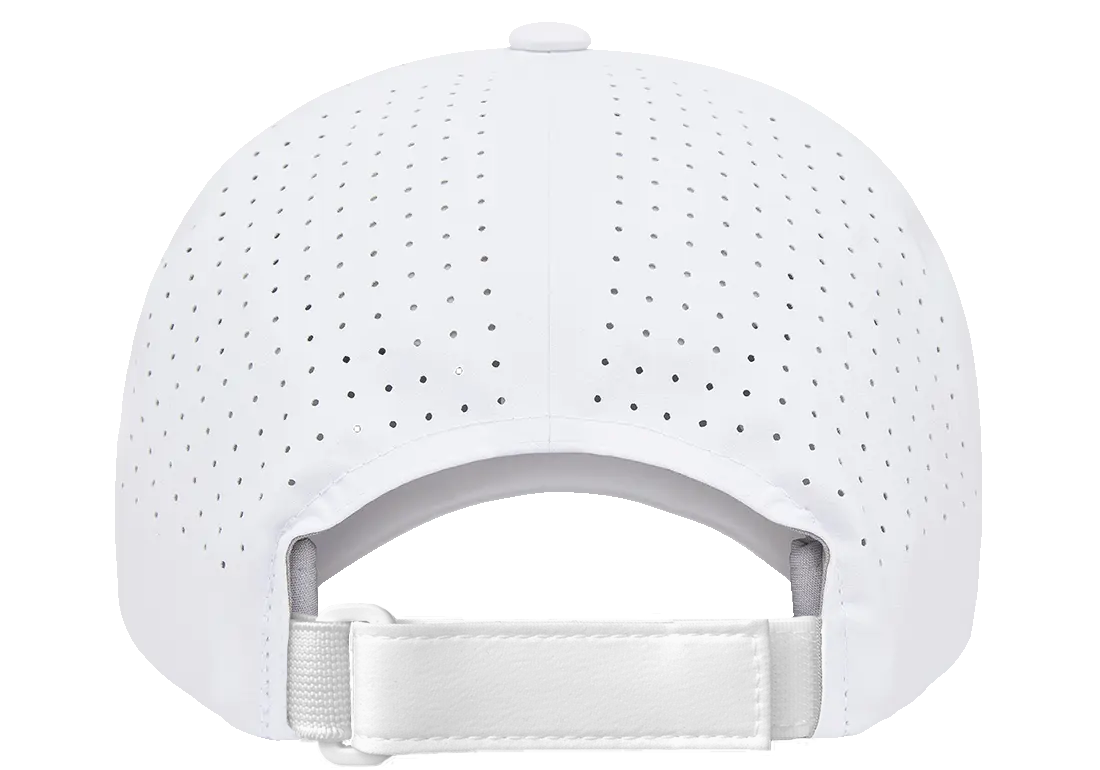 (DECEMBER) DELTA-PERF-ADJ-WHT Delta White Special Perforated Cap with Adjustable Fit