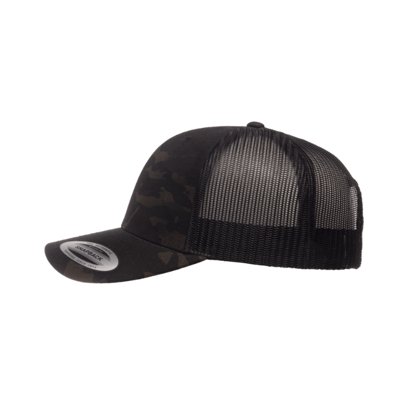 (OCTOBER) 6606MC-BLK Retro Trucker Multicam Black Cap Adjustable Fit