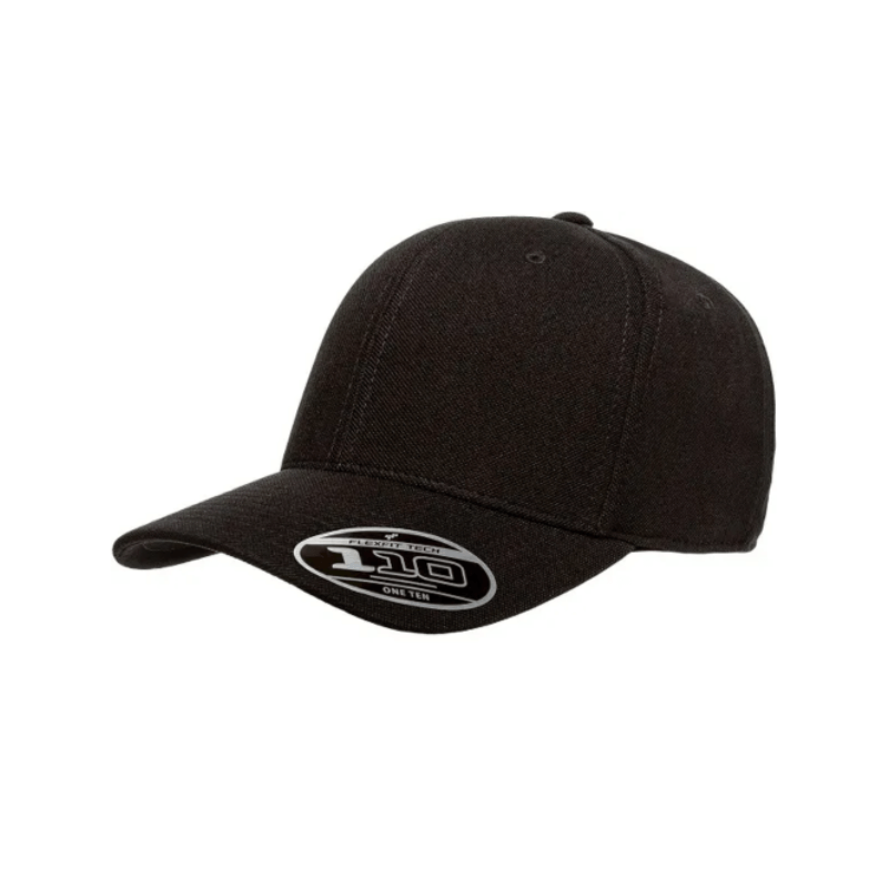 (FEBRUARY) 110P-BLK 110 Fit Black Cap Cool & Dry Mini Pique Adjustable Fit