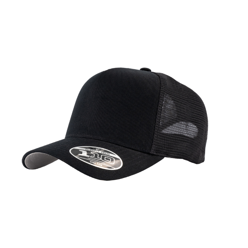 (JUNE) 110AFM-BLK 110 Fit Black Cap Stretch Mesh Adjustable Fit