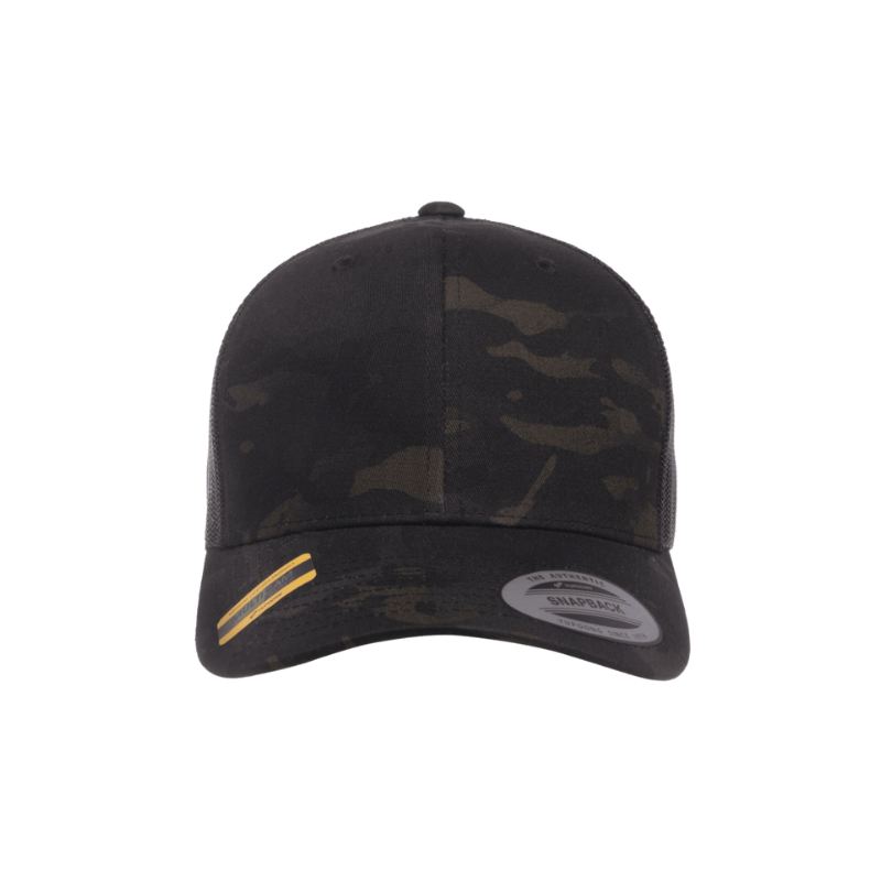(OCTOBER) 6606MC-BLK Retro Trucker Multicam Black Cap Adjustable Fit