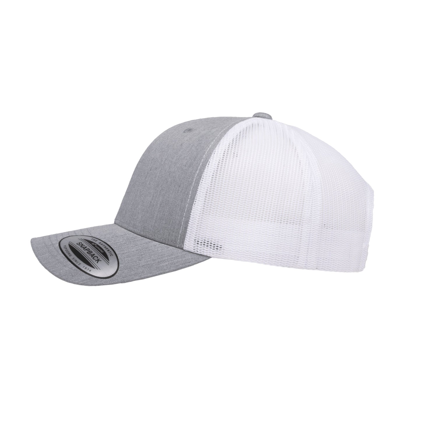 (OCTOBER) 6606T-HG/WHT Retro Trucker Heather Grey & White Cap Adjustable Fit