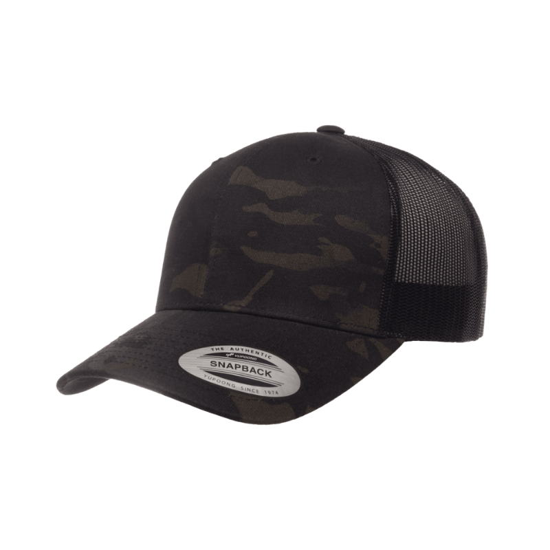 (OCTOBER) 6606MC-BLK Retro Trucker Multicam Black Cap Adjustable Fit