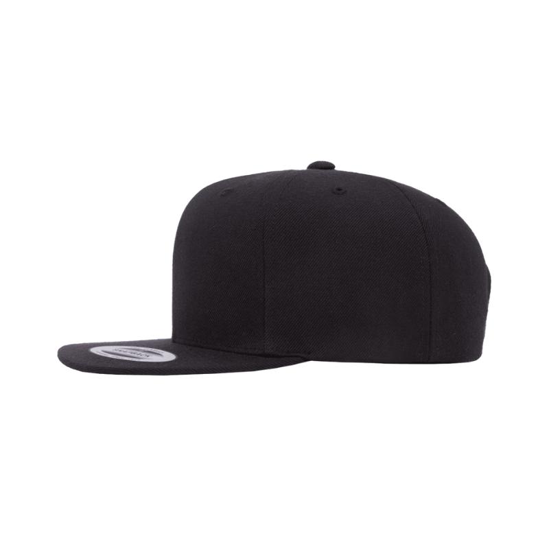 (JUNE) 6089M-BLK Black Flat Peak Cap Adjustable Fit
