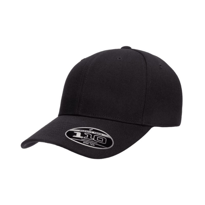 110C-BLK 110 Fit Black Cap Cool and Dry Adjustable Fit