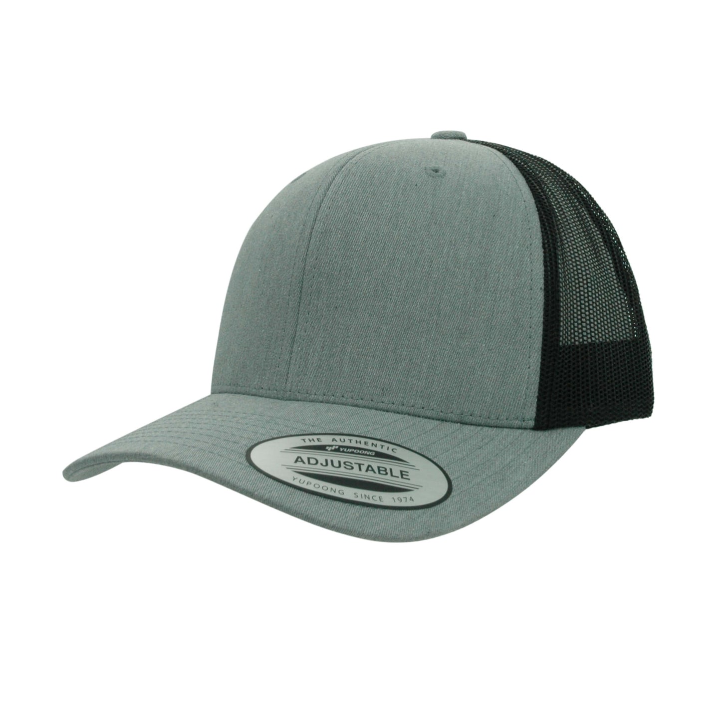 (AUGUST) 6606T-HG/BLK Retro Trucker Heather Grey & Black Cap Adjustable Fit