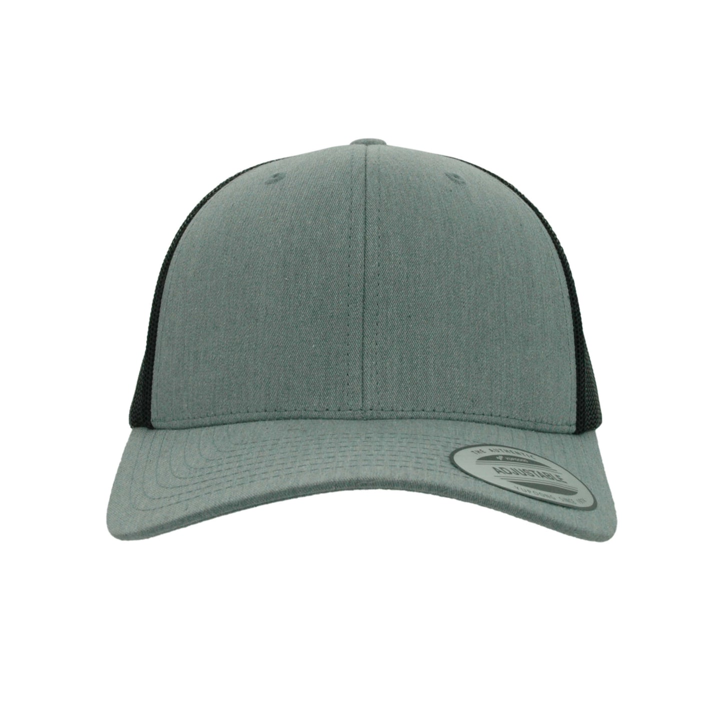 (AUGUST) 6606T-HG/BLK Retro Trucker Heather Grey & Black Cap Adjustable Fit