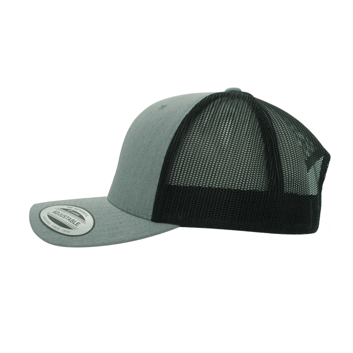 (AUGUST) 6606T-HG/BLK Retro Trucker Heather Grey & Black Cap Adjustable Fit