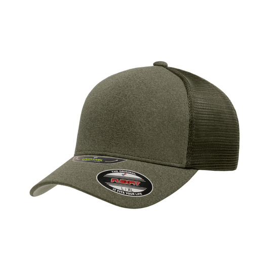 (OCTOBER) 5511UP-OLV Unipanel Mesh Olive Cap Fitted