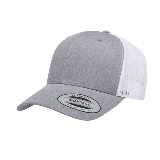 (OCTOBER) 6606T-HG/WHT Retro Trucker Heather Grey & White Cap Adjustable Fit