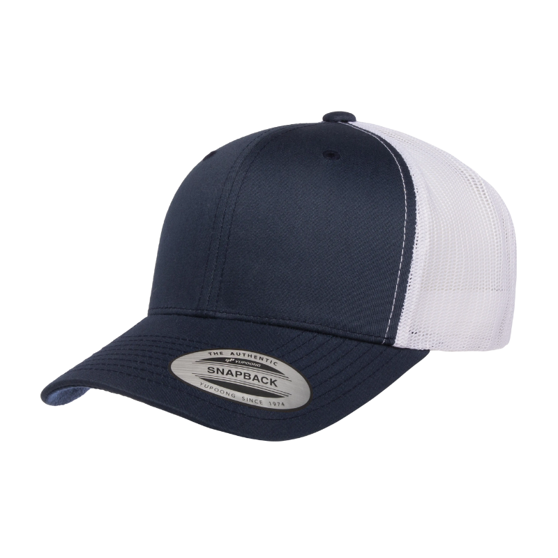 (MAR27) 6606T-NVY/WHT Retro Trucker Navy & White Cap Adjustable Fit