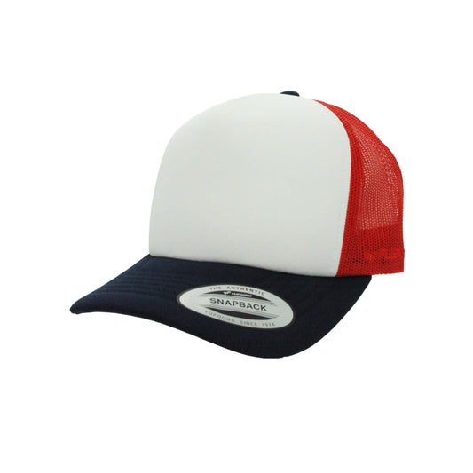 (OCTOBER) 6700-RD/WH/NVY VZ Trucker Red, White & Navy Cap Adjustable Fit
