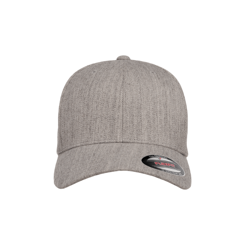 (AUG26) 6477-HG Wool Blend Baseball Heather Grey Cap Fitted