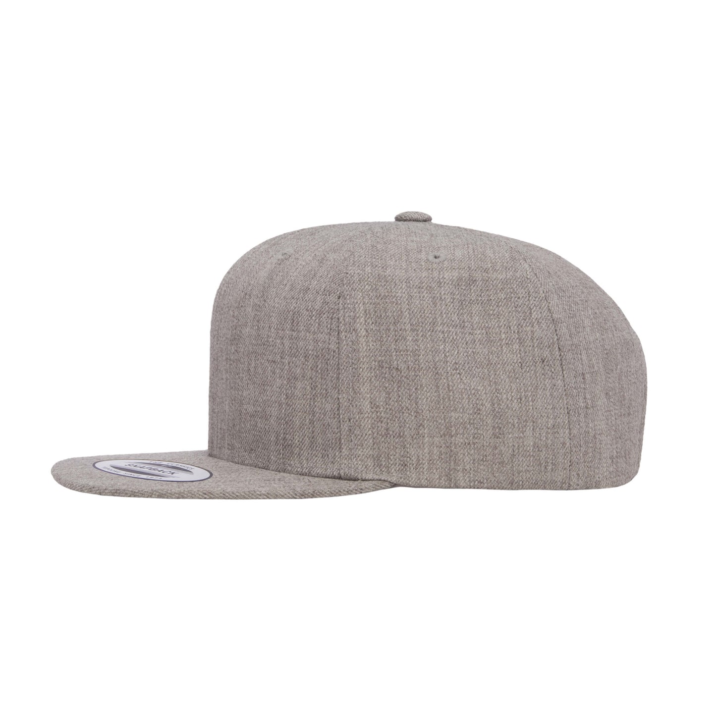 (APRIL) 6089M-HG Classic Snapback Heather Grey Flat Peak Cap Adjustable Fit