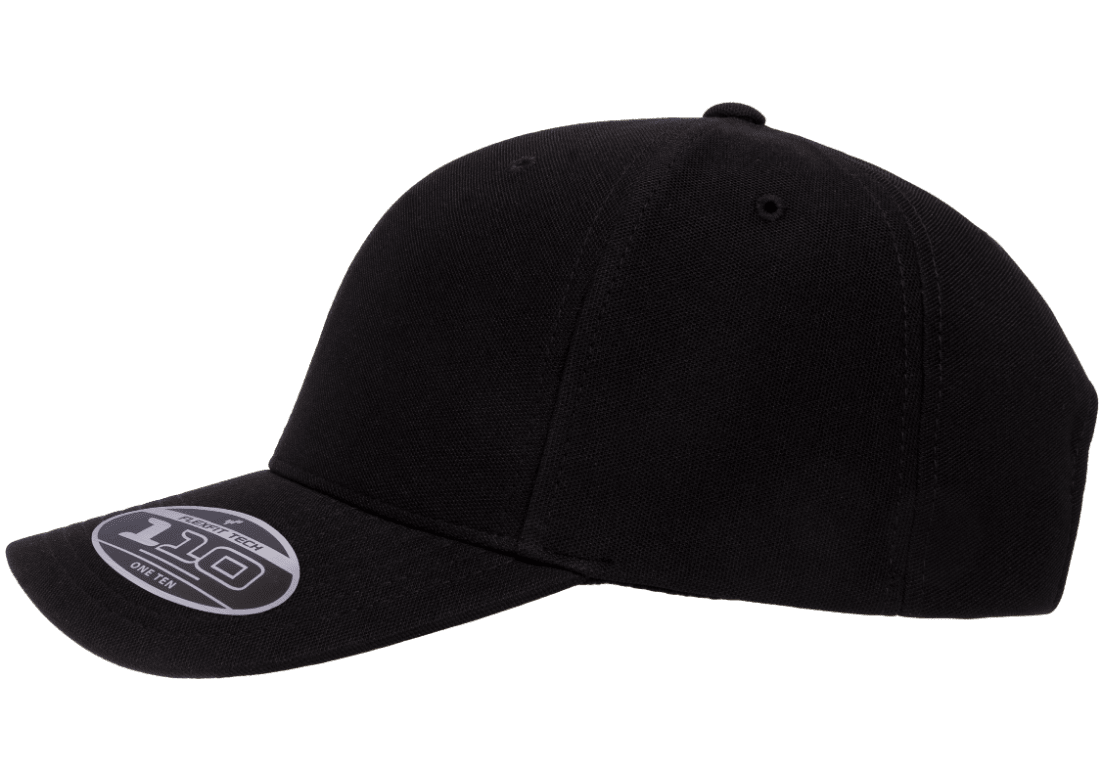 (APRIL) 110P-BLK 110 Fit Black Cap Cool & Dry Mini Pique Adjustable Fit