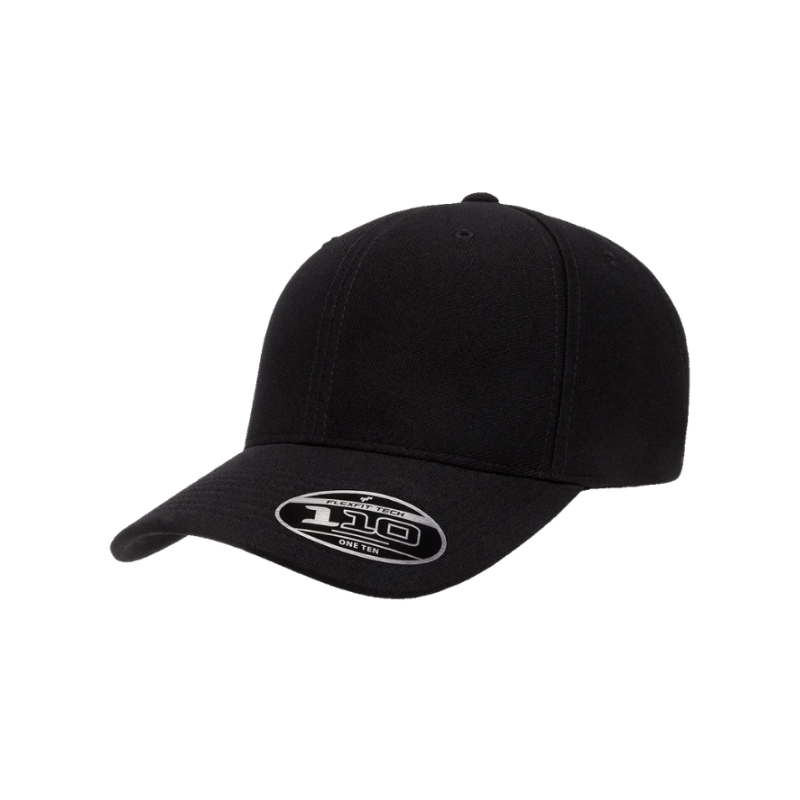 (APRIL) 110P-BLK 110 Fit Black Cap Cool & Dry Mini Pique Adjustable Fit