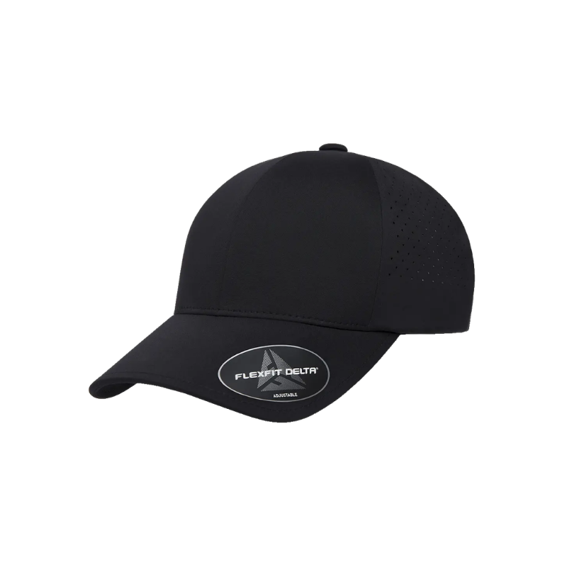 (APRIL) DELTA-PERF-ADJ-NVY Delta Perforated Black  Cap Velcro Adjustable