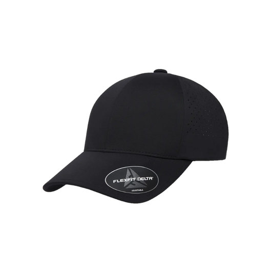 (APRIL) DELTA-PERF-ADJ-NVY Delta Perforated Black  Cap Velcro Adjustable