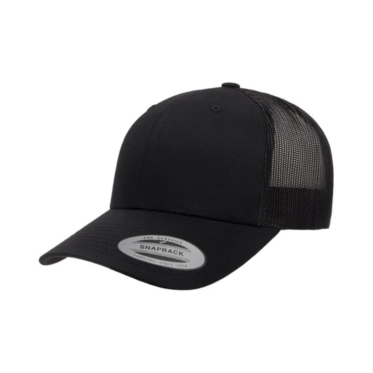 (NOVEMBER) 6606-BLK Retro Trucker Black Cap Adjustable Fit