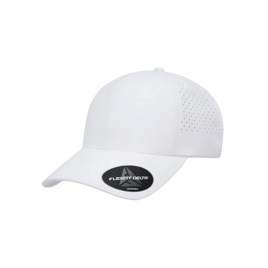 (JUNE) DELTA-PERF-ADJ-WHT Delta White Perforated  Cap with Adjustable Fit