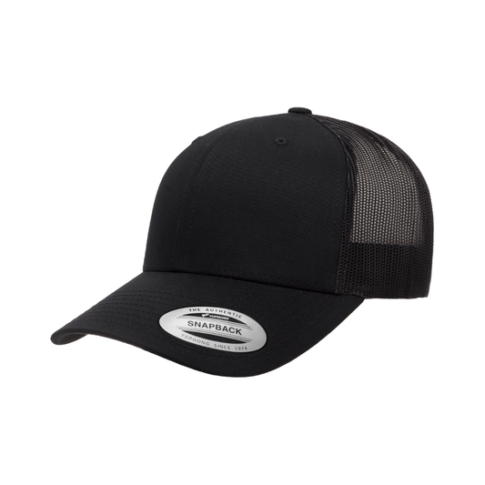 (OCTOBER) 6606-BLK Retro Trucker Black Cap Adjustable Fit