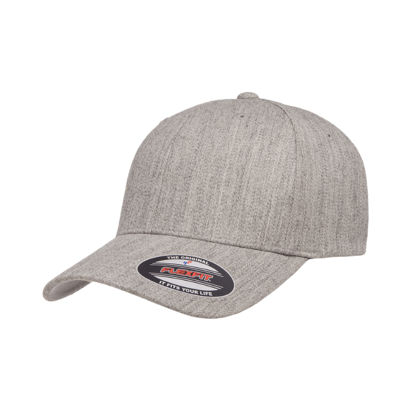 (AUG26) 6477-HG Wool Blend Baseball Heather Grey Cap Fitted