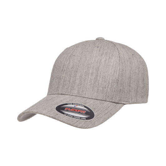 (JUL26) 6477-HG Wool Blend Baseball Heather Grey Cap Fitted