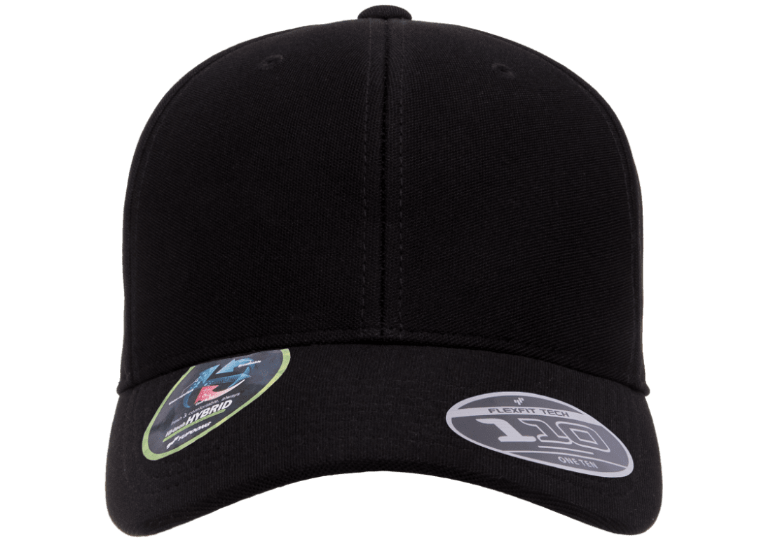 (APRIL) 110P-BLK 110 Fit Black Cap Cool & Dry Mini Pique Adjustable Fit
