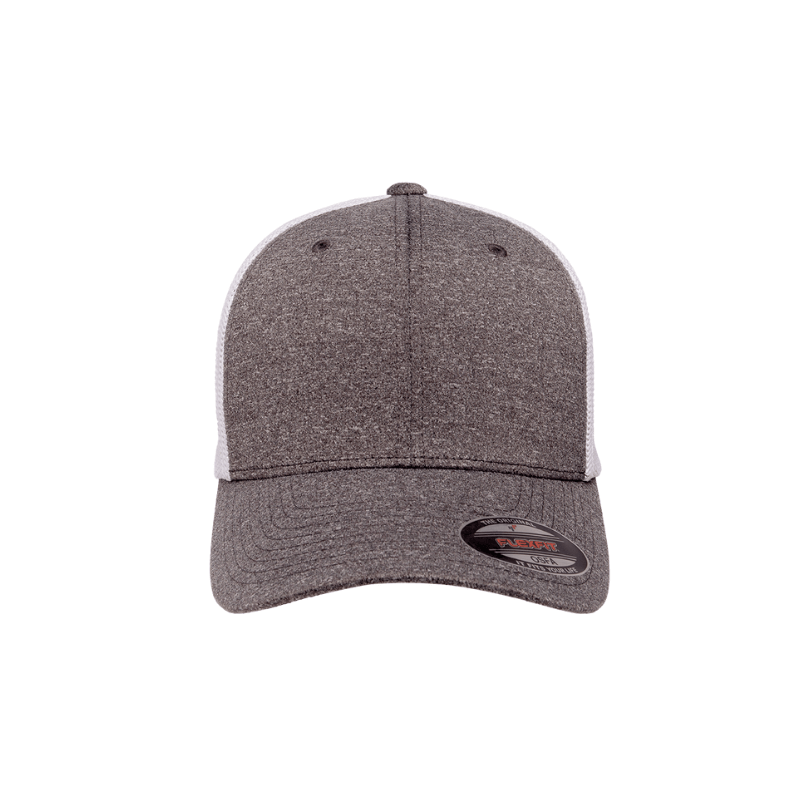 (APRIL) 6311-DH/WHT Flexfit Melange Trucker Dark Heather Grey and White Cap Fitted