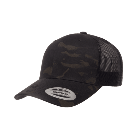 (OCTOBER) 6606MC-BLK Retro Trucker Multicam Black Cap Adjustable Fit