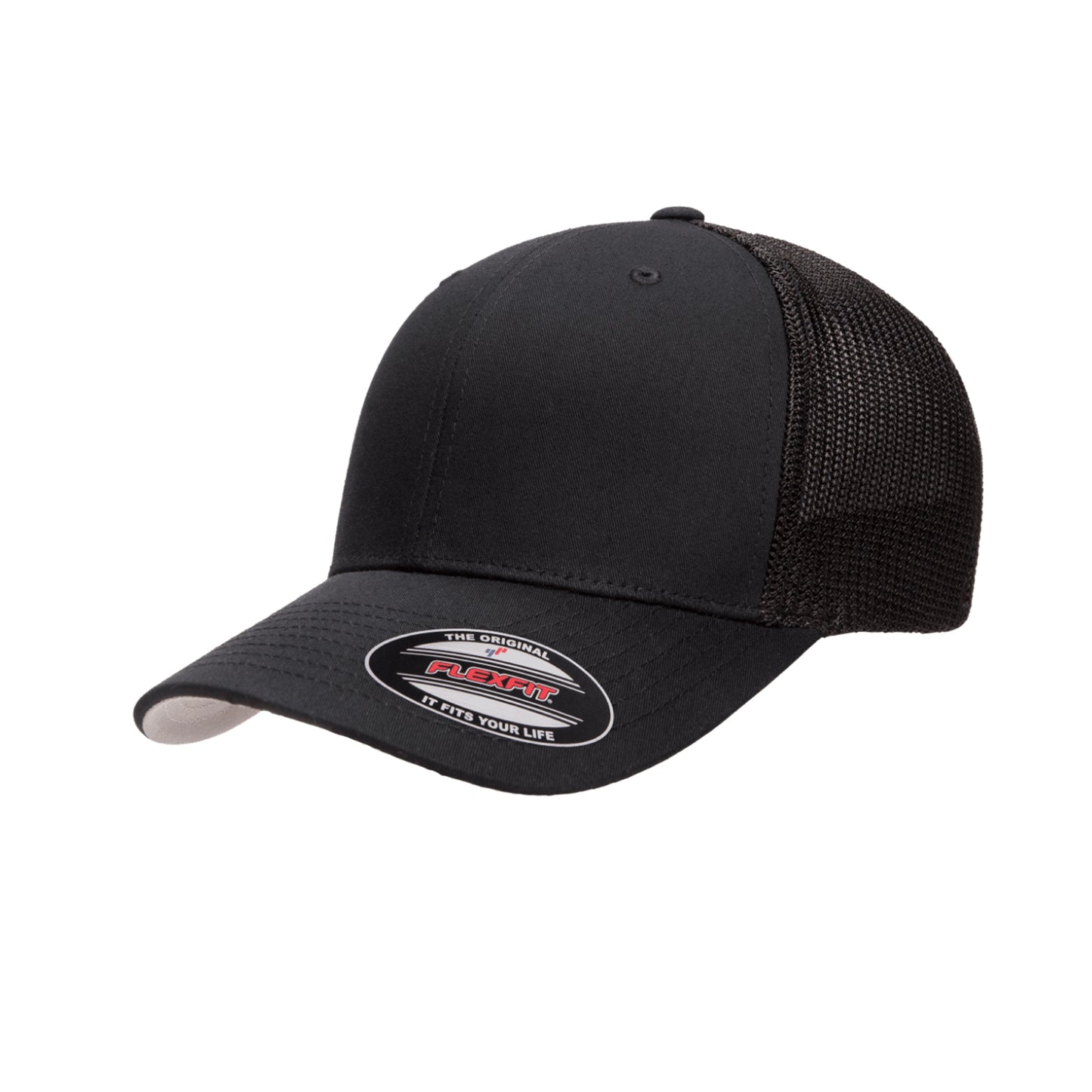 (DECEMBER) 6511-BLK Fitted trucker Black Cap Fitted