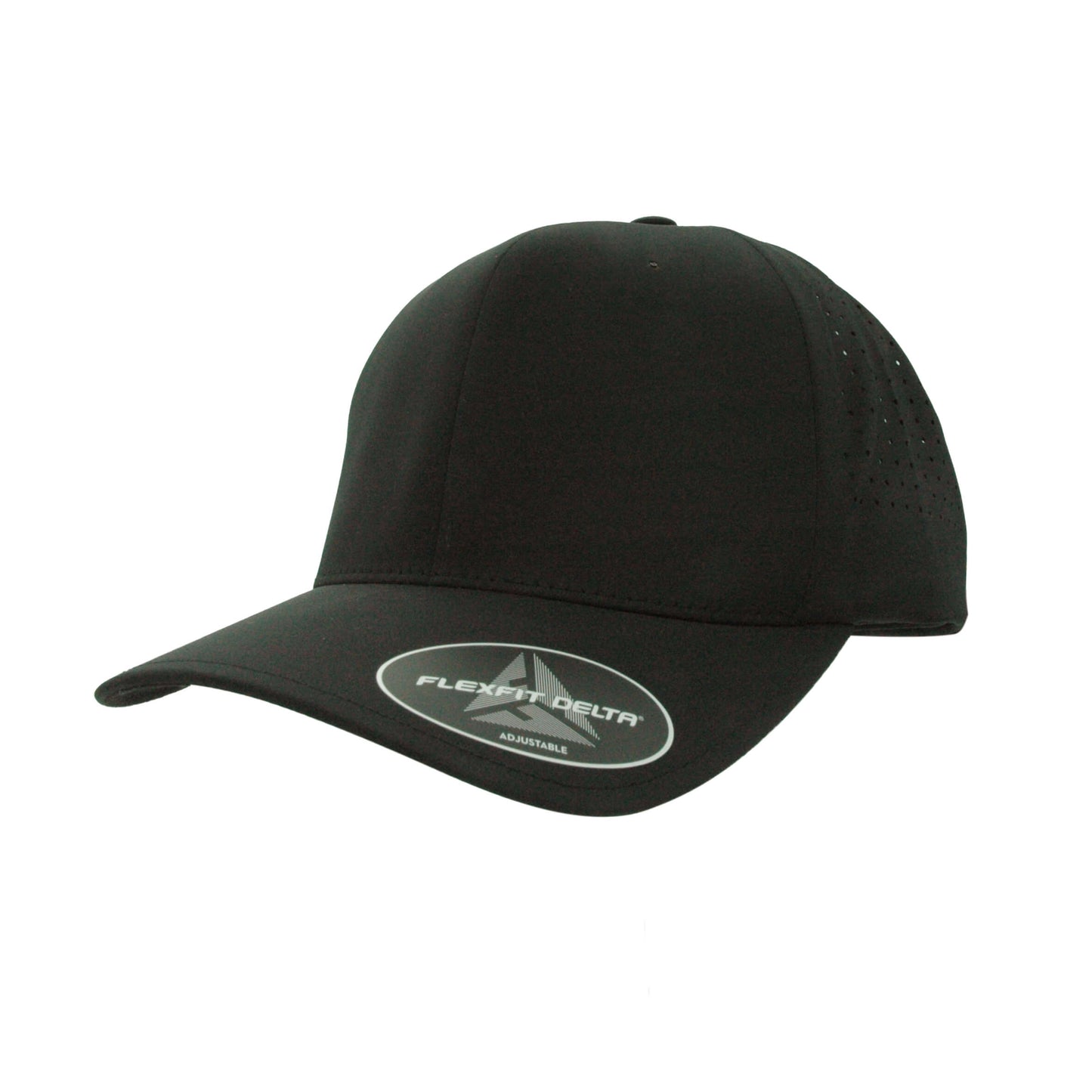 (FEBRUARY) DELTA-PERF-ADJ-BLK Delta Black Perforated  Cap with Adjustable Fit